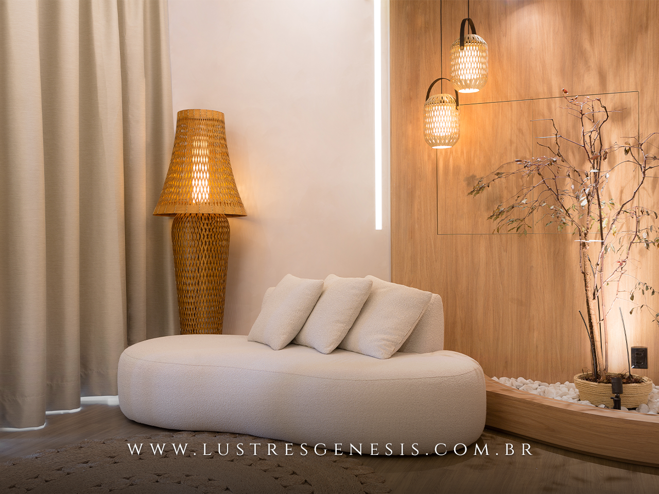 Luminária de Chão Coluna Lanterna Rustico de Madeira Redondo para Sala de Jantar, Cozinha, Quarto de Casal e Mesa Sala Jantar Lustres Genesis